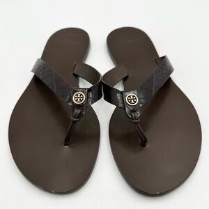 Tory Burch Manon Thong Sandal Croc Embossed Leather Flip Flop